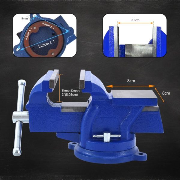 Heavy Duty Bench Vise 4.5 Inch, 360° Swivel Locking Base Bench Clamp With 125Mm Vise Jaw, Clamp-On Merchanic Vice Desktop Clamp For Woodworking, Drilling (4” Jaw) | Vises Vises Vises