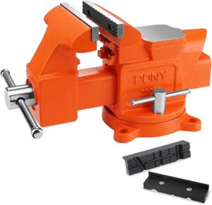 Heavy Duty Bench Vise, 5-Inch Jaw Width 4-Inch Jaw Opening, Swivel Base With Anvil, Utility Combination Pipe Home Vise For Woodworking, One-Pair Vise Jaw Pad Included | Vises Vises Vises