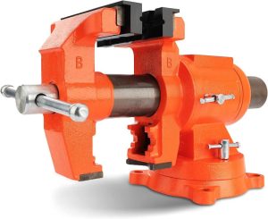 Heavy Duty Bench Vise, 5-Inch Jaw Width 5-Inch Jaw Opening, 360-Degree Swivel Base With Anvil, Utility Combination Pipe Home Vise For Woodworking, One-Pair Vise Jaw Pad Included | Vises Vises Vises