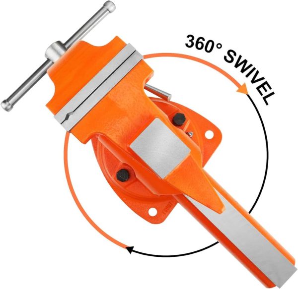 Heavy Duty Bench Vise, 5-Inch Jaw Width 7-Inch Jaw Opening, 360-Degree Swivel Base With Anvil, Utility Combination Pipe Home Vise For Woodworking, One-Pair Vise Jaw Pad Included | Vises Vises Vises