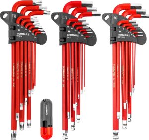 Hex Key Set Magnetic Ball End S2 Steel With T-Handle Hex Key Allen Wrench Set Sae(1/16"-3/8") Metric(1.5Mm-10Mm) Torx(T10-T50) | Hex Keys Hex Keys Hex Keys