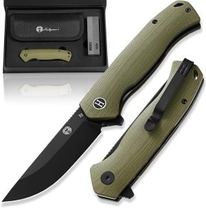 Holtzman’s Gorilla Survival Folding Knife D2 Steel Blade G10 Handle Pocket Knife Edc Giftset For Men (Black Blade+Green(Lm042)) | Knives Knives Knives