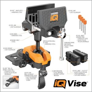 Iq Vise | 360° Articulating Bench Vise Made From Steel & Cast Aluminum W/ 8-Position Locking Ball & Socket | Woodworking Vise Handles Up To 130Ft-Lbs Of Torque | Pipe Vise With Double Sided Jaws | Vises Vises Vises