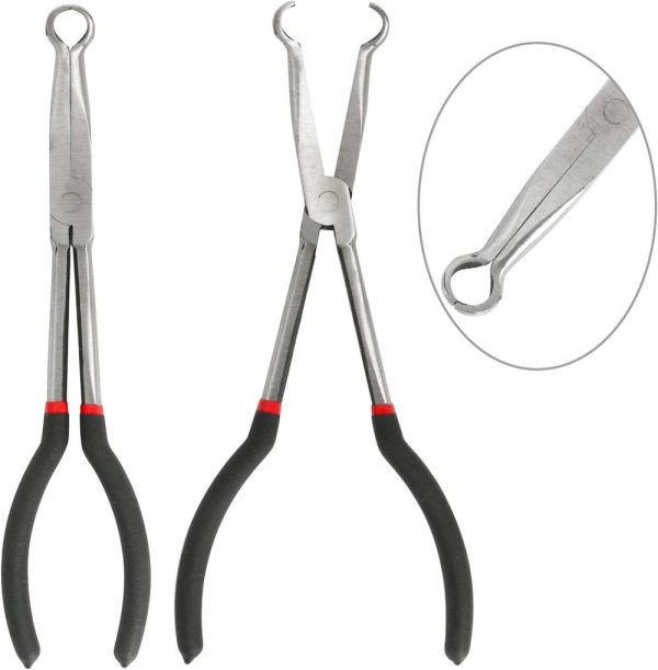 Long Needle Nose Pliers Set 11-Inch Pliers 5-Piece Set Nipper Bent Nose, Duckbill Pliers,End Cutting, Diagonal, Plug Cable Puller Reach Flat,45,90 Degree Angle, Straight,Curved Pliers | Needle-Nose Pliers Needle-Nose Pliers Needle-Nose Pliers