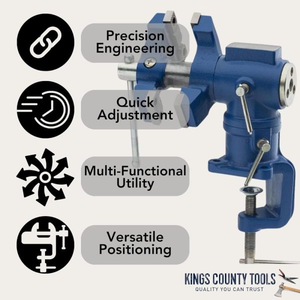 Multi-Position Modular Vise | Cast Iron Wood And Metal Working Tabletop | Double Set Of Rotating Jaws | Built-In Anvil | Easy To Move | 2-1/4" Maximum Jaw Opening Width | Vises Vises Vises