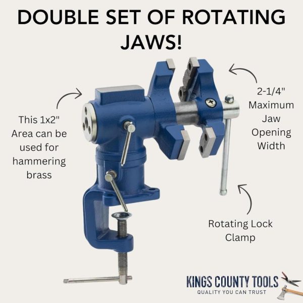 Multi-Position Modular Vise | Cast Iron Wood And Metal Working Tabletop | Double Set Of Rotating Jaws | Built-In Anvil | Easy To Move | 2-1/4" Maximum Jaw Opening Width | Vises Vises Vises