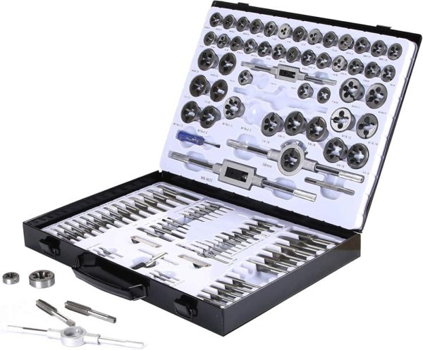 Muzerdo 115Pcs Sae And Metric Bearing Steel Tap And Die Rethreading Kit With Metal Box | Threading Dies Threading Dies Threading Dies