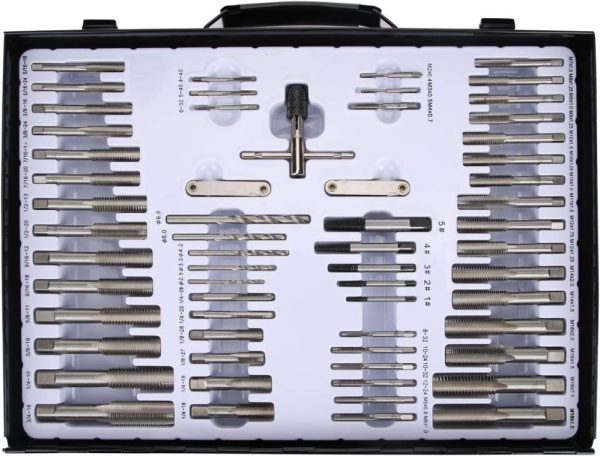 Muzerdo 115Pcs Sae And Metric Bearing Steel Tap And Die Rethreading Kit With Metal Box | Threading Dies Threading Dies Threading Dies