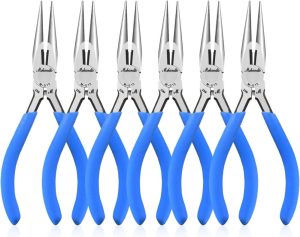 Needle Nose Pliers Set, 5" Long Nose Pliers For Wire Bending, 6 Pack High Carbon Steel Needle Nose Pliers, Serrated Jaw Pliers For Jewelry Making, Electronics, Object Grasping, Craft Making | Needle-Nose Pliers Needle-Nose Pliers Needle-Nose Pliers