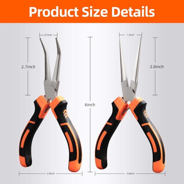 Needle Nose Pliers,2-Pack 6" Mini Small Pliers Set, Long Nose Pliers,Bent Nose Pliers For Jewelry Making,Wire Wrapping,Crafting With Soft Grip | Needle-Nose Pliers Needle-Nose Pliers Needle-Nose Pliers