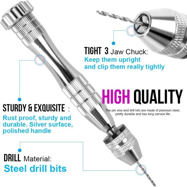 Pin Vise For Resin Casting Molds, Steel Hand Drill, Resin Drill With 10 Pcs Drill Bit, Precision Hand Drill Tools For Epoxy Resin Arts Crafts, Wood, Clay, Diy Resin Keychain Jewelry Making | Vises Vises Vises