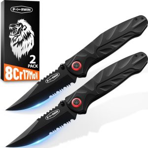 Pocket Knife 2 Packs, Edc Knife With 3.1" 8Cr17Mov Blade And Aluminum Handle Small Pocket Knives For Camping Fishing Hiking | Knives Knives Knives