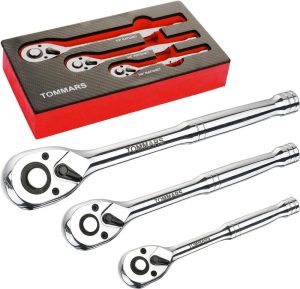 Ratchet Set 1/4" 3/8" 1/2" Drive Ratchet Socket Wrench Kit 72-Tooth Quick-Release Reversible, Cr-V Alloy Steel | Socket Wrenches Socket Wrenches Socket Wrenches