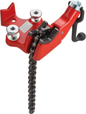 Screw Bench Chain Vise 1/8 To 5-Inch Pipe Capacity, Heavy Duty Bench Chain Pipe Vise With Crank Handle, Neoprene-Coated Jaw, Cast Iron Material Ideal For A Variety Of Pipes | Vises Vises Vises