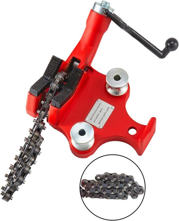 Screw Bench Chain Vise 1/8 To 5-Inch Pipe Capacity, Heavy Duty Bench Chain Pipe Vise With Crank Handle, Neoprene-Coated Jaw, Cast Iron Material Ideal For A Variety Of Pipes | Vises Vises Vises