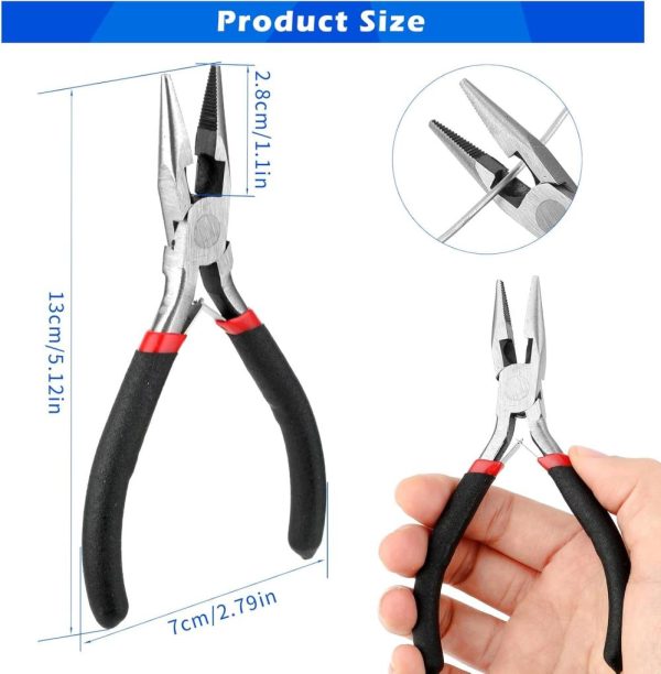 Small Needle Nose Pliers Set 5 Inch Long Nose Pliers With Comfort Grip, Premium Mini Jewelry Needlenose Pliers Rust-Proof For Jewelry Making, Handmade Craft(Black) | Needle-Nose Pliers Needle-Nose Pliers Needle-Nose Pliers