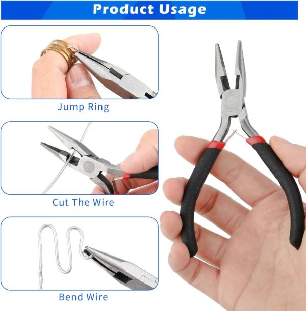 Small Needle Nose Pliers Set 5 Inch Long Nose Pliers With Comfort Grip, Premium Mini Jewelry Needlenose Pliers Rust-Proof For Jewelry Making, Handmade Craft(Black) | Needle-Nose Pliers Needle-Nose Pliers Needle-Nose Pliers