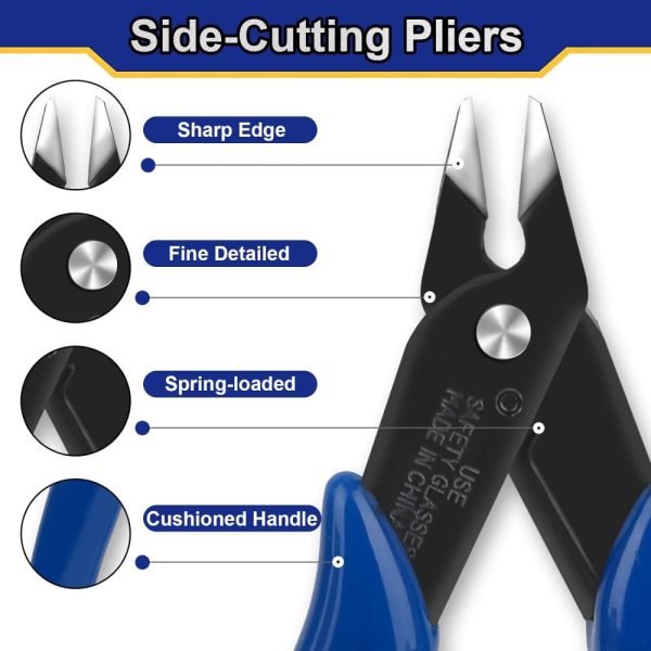 Small Wire Cutters, Diagonal Cutting Pliers With Spring, Side-Cutting Pliers Guitar String Cutter Mini Pliers Side Cutters Pliers Electronics Flush Cutters Small Snips | Side-Cutting Pliers Pliers Side-Cutting Pliers