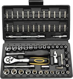 Socket Wrench Set, 62Pcs 1/4" Ratcheting Wrench Set With 72 Tooth Count Ratchet, Sae & Metric From 5/32" – 9/16 ", 4Mm – 14Mm,Tool Set For Home And Car,Motorcycle,Bike Repair | Socket & Socket Wrench Sets Socket & Socket Wrench Sets Socket & Socket Wrench Sets