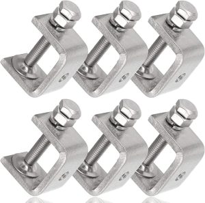 Stainless Steel C Clamps Mini 1 Inch For Mounting, Heavy Duty Metal U Clamps For Metal Working, Small Desk Clamp With Stable Wide Jaw Opening & Protective Pads/I-Beam Design (6Pcs) | Clamps Clamps Clamps