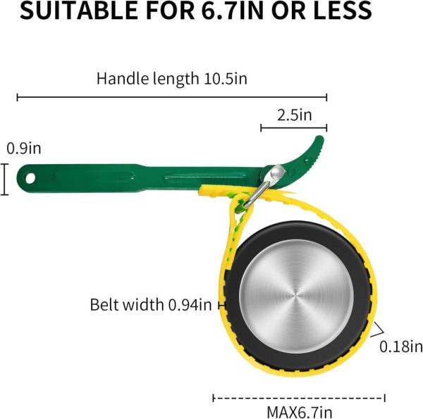 Strap Wrench 12 Inches, Water Filter Wrench Steel Handle Adjustable Strap Wrench For Replacing Water Filter, Pvc Pipe Joints, Oil Filter, Swimming Pool Connection (Green Handle, Yellow Strap) | Adjustable Wrenches Adjustable Wrenches Adjustable Wrenches