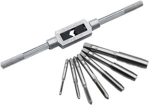 Sunxenze 8Pcs Metric Thread Machine Taps Set, Hand Screw Thread Plug Taps M3 M4 M5 M6 M8 M10 M12 With Adjustable Tap Wrench 1/16-1/2” | Tap & Die Sets Tap & Die Sets Tap & Die Sets