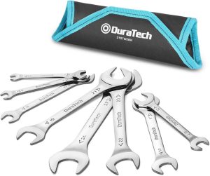 Super-Thin Open End Wrench Set, Metric, 8-Piece, Including 5.5, 7, 8, 9, 10, 11, 12, 13, 14, 17, 19, 21, 22, 23, 24, 27 Mm, Slim Spanner Set With Rolling Pouch | Open-End Wrenches Open-End Wrenches Open-End Wrenches