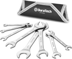 Super-Thin Open End Wrench Set, Sae, 8-Piece, Including 1/4", 9/32", 5/16", 3/8", 11/32", 13/32", 7/16", 1/2", 9/16", 11/16", 3/4", 13/16", 7/8", 15/16", 1", 1-1/16", With Rolling Pouch | Open-End Wrenches Open-End Wrenches Open-End Wrenches