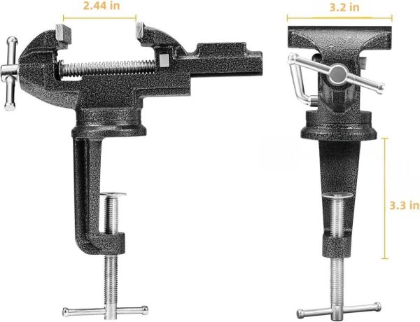 Table Vise, 3.2” Universal Rotate 360° Work Clamp-On Vise,Table Vice With Quick Adjustment Button For Woodworking,Drilling,Sawing,Metal Working | Clamps Clamps Clamps