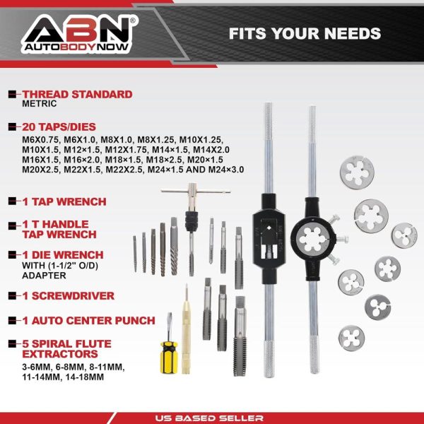 Tap And Die Set Metric M6 To M24 – Large 51 Piece Bolt And Pipe Tap Sets For Threading | Tap & Die Sets Tap & Die Sets Tap & Die Sets