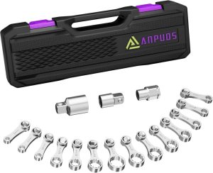 Torque Adapter Set, 17 Pcs Metric 12 Point Torque Adapter Extension Set, 3/8" Torque Wrench Adapter With 8, 9, 10, 11, 12, 13, 14, 15, 16, 17, 18, 19, 20, 21, 22Mm, 1/2”+1/4” + Bit Adapter | Torque Wrenches Torque Wrenches Torque Wrenches