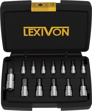 Torx Bit Socket Set, Premium S2 Alloy Steel | 13-Piece Star T8 – T60 Set | Enhanced Storage Case (Lx-143) | Individual Drive Sockets Individual Drive Sockets Individual Drive Sockets