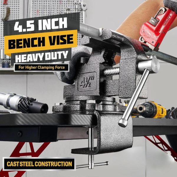 Updated 2-In-1 Bench Vise Or Table Vise 4.5 Inch, Clamp Vice For Workbench Constructed With Cast Steel, Heavy Duty Workbench Vise Swivel For Woodworking | Vises Vises Vises