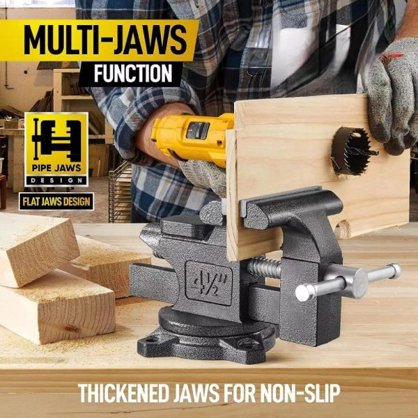 Updated 2-In-1 Bench Vise Or Table Vise 4.5 Inch, Clamp Vice For Workbench Constructed With Cast Steel, Heavy Duty Workbench Vise Swivel For Woodworking | Vises Vises Vises