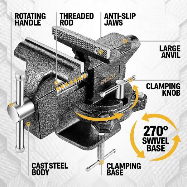 Updated 2-In-1 Bench Vise Or Table Vise 4.5 Inch, Clamp Vice For Workbench Constructed With Cast Steel, Heavy Duty Workbench Vise Swivel For Woodworking | Vises Vises Vises