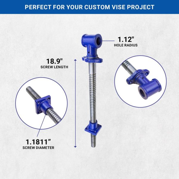 Vises Y18Ss Vise Screw | 18 Inch Diy Vise Tool | Solid Steel Main Screw With A Cast Iron Body Construction, Blue Metallic | Vises Vises Vises