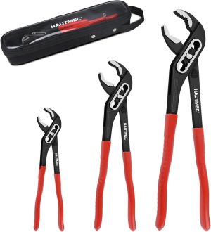 Water Pump Pliers Set, Wider Opening,Groove Joint Pliers With Curved Jaw And Quick Adjustment Lock For Gripping,Repair,Nuts,Bolts, Pipe,12/10/7 Inch Ht0323 | Tongue-and-Groove Pliers Pliers Slip-Joint Pliers