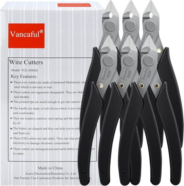 Wire Cutter, Flush Cutter, Esd Micro Cutter, Stainless Steel Side Cutter, Soft Silicone Handle Sprue Cutting Pliers To Cut Wire And Plastic(6Pack) | Side-Cutting Pliers Pliers Side-Cutting Pliers