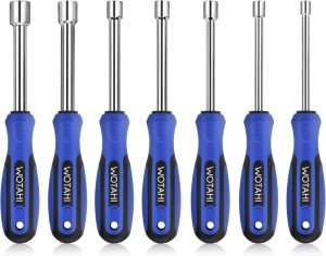 Wotahi 7-Piece Sae Nut Driver Set – 3/16, 1/4, 5/16, 11/32, 3/8, 7/16, 1/2 Inch Hex Nut Driver Set, 3.5 Inch (1 Inch Hollow, 2.5 Inch Solid) Shaft Nut Driver | Nut Drivers Nut Drivers Nut Drivers