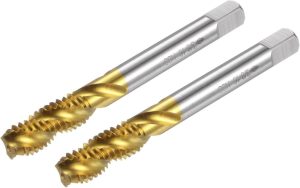 2Pcs Spiral Flute Thread Taps, 3/8-16 Unc H2 Screw Threading Tap, Titanium Coated 6542 High Speed Steel Machine Tapping Tools For Machinist Repair | Threading Taps Threading Taps Threading Taps