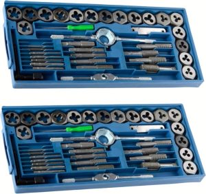 Ate Pro. Usa – 80 Pc Carbon Steel Sae & Metric Tap And Die Set Adjustable Wrench T-Handle | Thread Types: Nc, Nf, Npt | Cutting External And Internal Threads | Tap & Die Sets Tap & Die Sets Tap & Die Sets