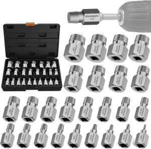 Upgrade Screw Extractor Set, 25-Piece 3/8" Inch Drive Easy Out Bolt Extractor Set, Multi-Spline, For Removing Broken Studs, Bolts, Screws | Tap Extractors Tap Extractors Tap Extractors