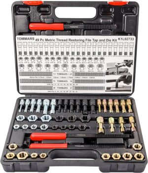 Tommars 49-Piece Thread Chaser Set, Unc Unf & Metric Thread Restorer Tool Master Thread Rethreading Kit | Threading Dies Threading Dies Threading Dies