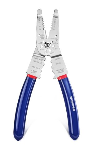 Wire Strippers Cutter, 8-Inch Long Nose Wire Stripping Tool, Stainless Steel Wire Crimping Tools & Pliers, Multi-Function Hand Tool, Cuts 10-22 Awg | Tongue-and-Groove Pliers Pliers Tongue-and-Groove Pliers