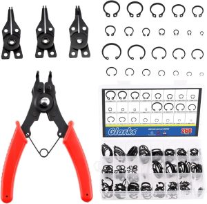 261Pcs Snap Ring Pliers And Snap Ring Set, A Snap Ring Pliers With 4 Interchangeable Jaws And 260Pcs Internal External Circlips Assortment Kit For Axles, Shafts And Other Moving Parts | Snap-Ring Pliers Pliers Snap-Ring Pliers