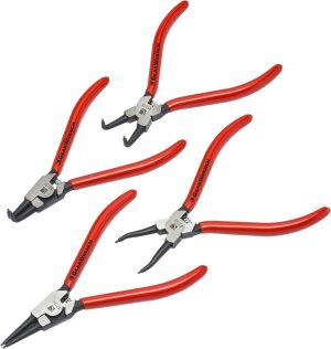 4 Piece Fixed Tip Internal & External Snap Ring Plier Set, 7" – 82150 , Red | Snap-Ring Pliers Pliers Snap-Ring Pliers