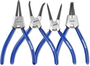 7-Inch 4 Pcs Snap Ring Pliers Set, Circlip Pliers Kit, Straight/Bent Jaw, Internal/External Heavy Duty C Clip Pliers For Ring Remover Retaining,Blue | Snap-Ring Pliers Pliers Snap-Ring Pliers