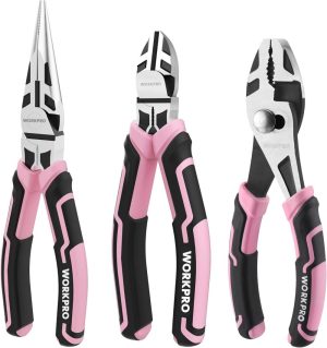 3-Piece Pliers Set, Pink Pliers Tool Set Including Needle Nose Pliers, Diagonal Cutting Pliers, And Slip Joint Pliers For Plumbing, Automotive And General Applications – Pink Ribbon | Needle-Nose Pliers Needle-Nose Pliers Needle-Nose Pliers