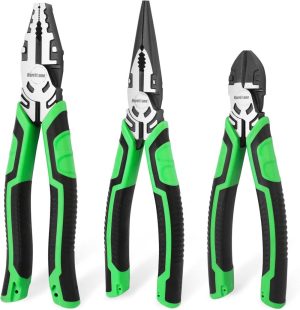 3 Pieces Pliers Set, Heavy-Duty Pliers Set, With 8 Inch Linesman Pliers, 8 Inch Needle Nose Pliers And 6 Inch Diagonal Cutting Pliers For Basic Repair | Side-Cutting Pliers Needle-Nose Pliers Needle-Nose Pliers